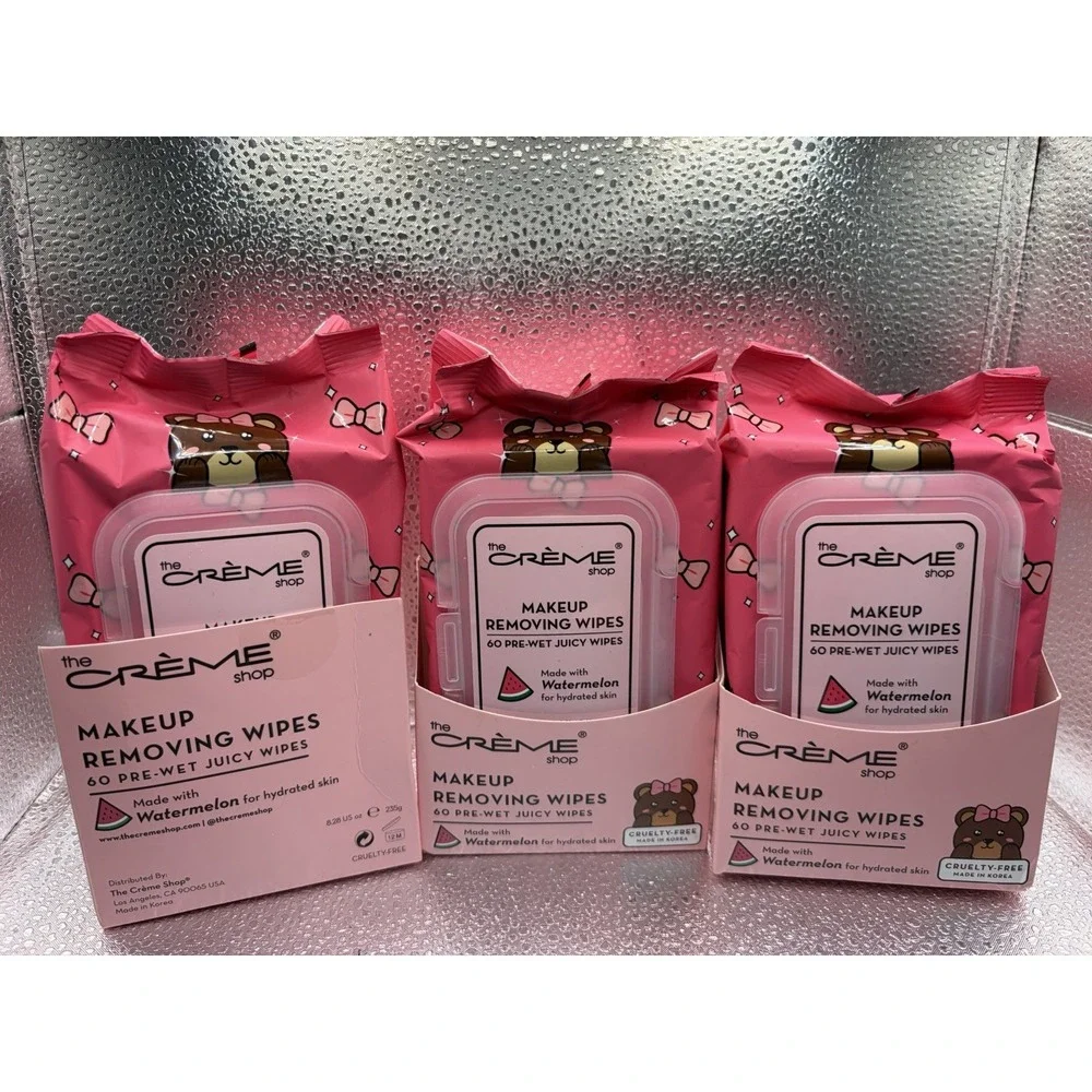 The Creme Shop 60 count makeup Removal wipes Hydrating Watermelon Lot Of 3